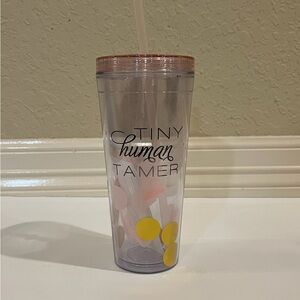 Cute Translucent Pink Tumbler with Confetti
